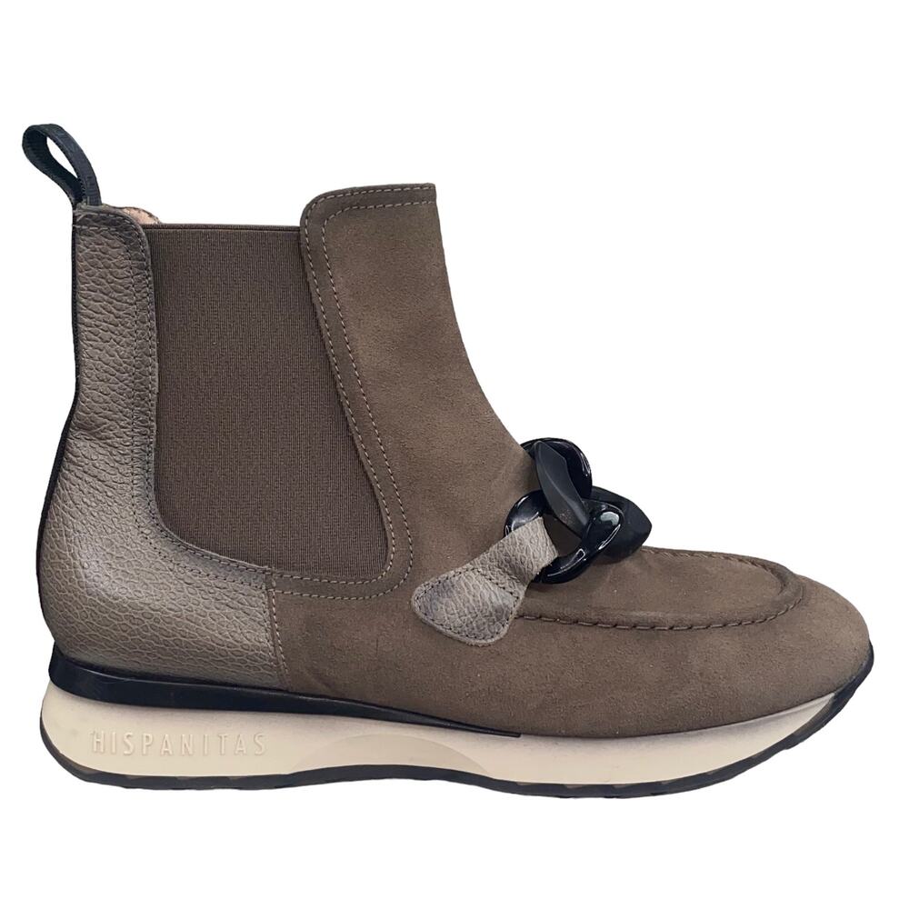 Hispanitas Women's Loira Lead Brown Leather Sport Ankle Boot Size 38 US 7.5